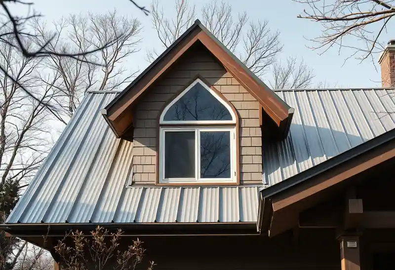 Illustration of house with a standing-seam metal roof in a 1958-era home