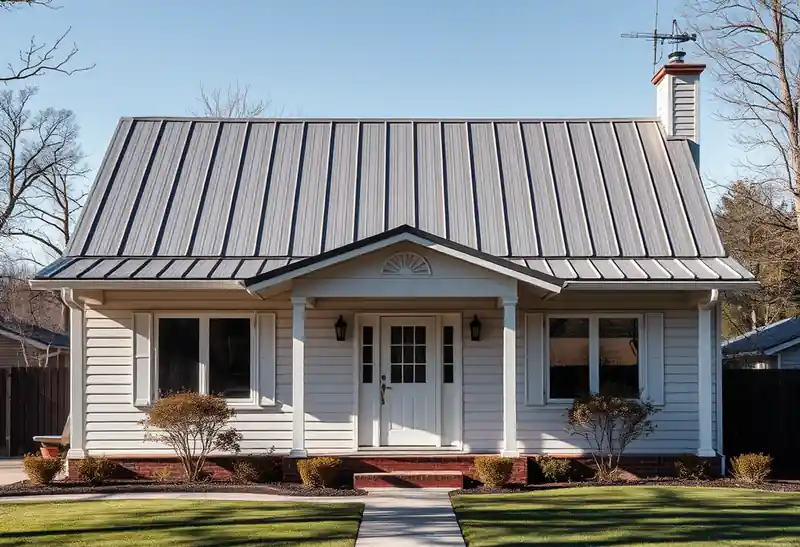 Illustration of house with a standing-seam metal roof in a 1958-era home