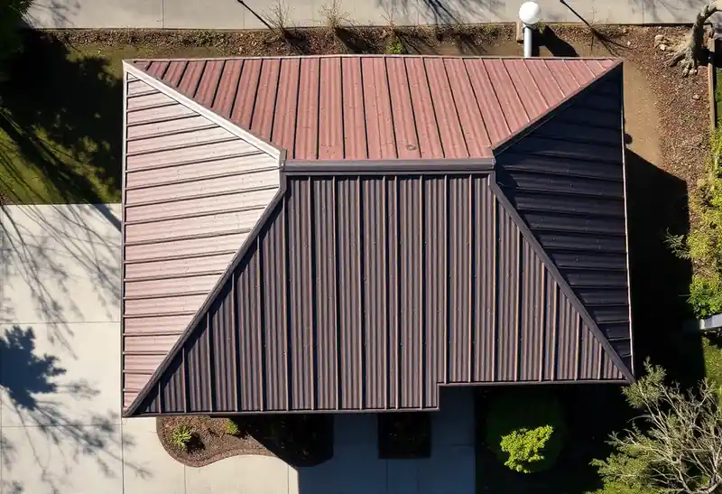 Illustration of house with a standing-seam metal roof in a 1958-era home