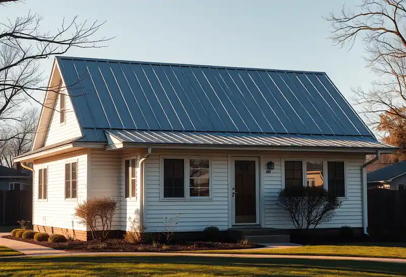 Illustration of house with a standing-seam metal roof in a 1958-era home