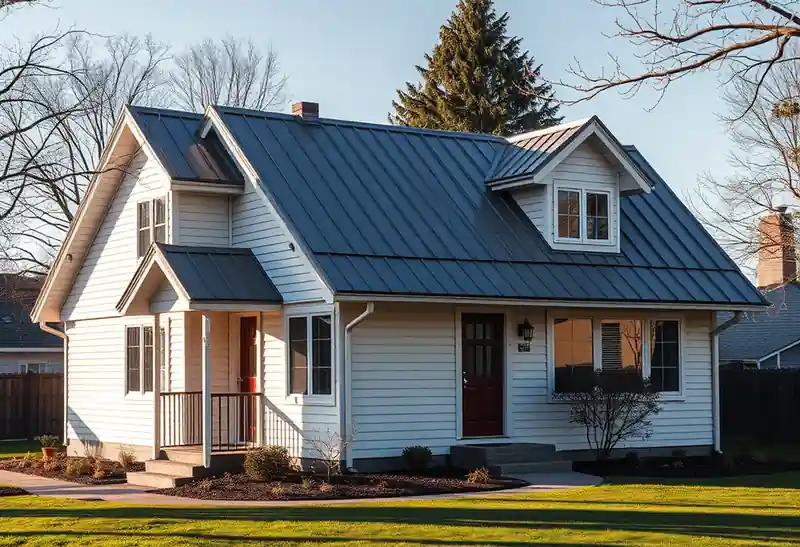 Illustration of house with a standing-seam metal roof in a 1958-era home