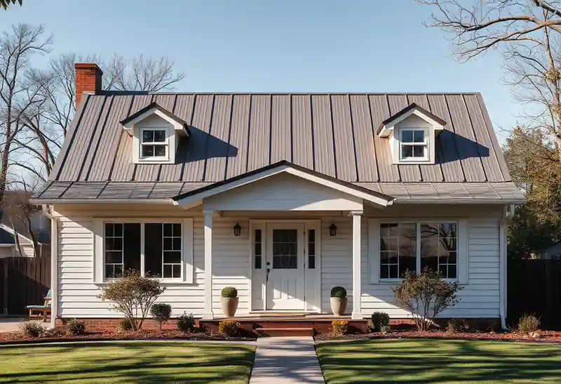 Illustration of house with a standing-seam metal roof in a 1958-era home