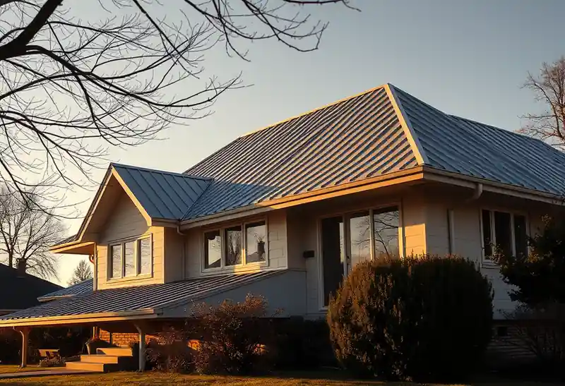 Illustration of house with a standing-seam metal roof in a 1958-era home